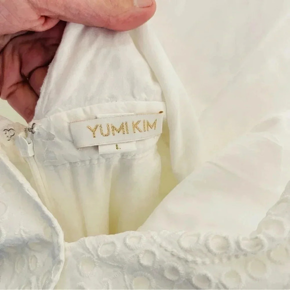 Yumi Kim Dynasty Riviera White Eyelet Midi Dress Ruffle Sleeveless Party Shower - Picture 3 of 13